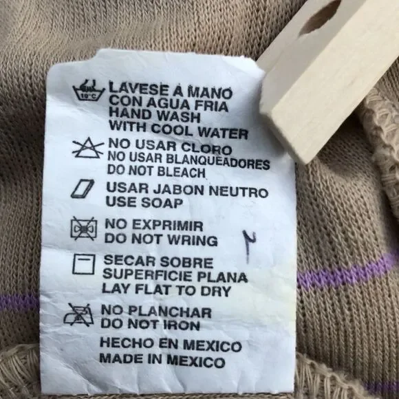 Punto Cardigan Womens Large Tan White Purple Stripe Crew Neck Knit Sweater - Picture 8 of 8